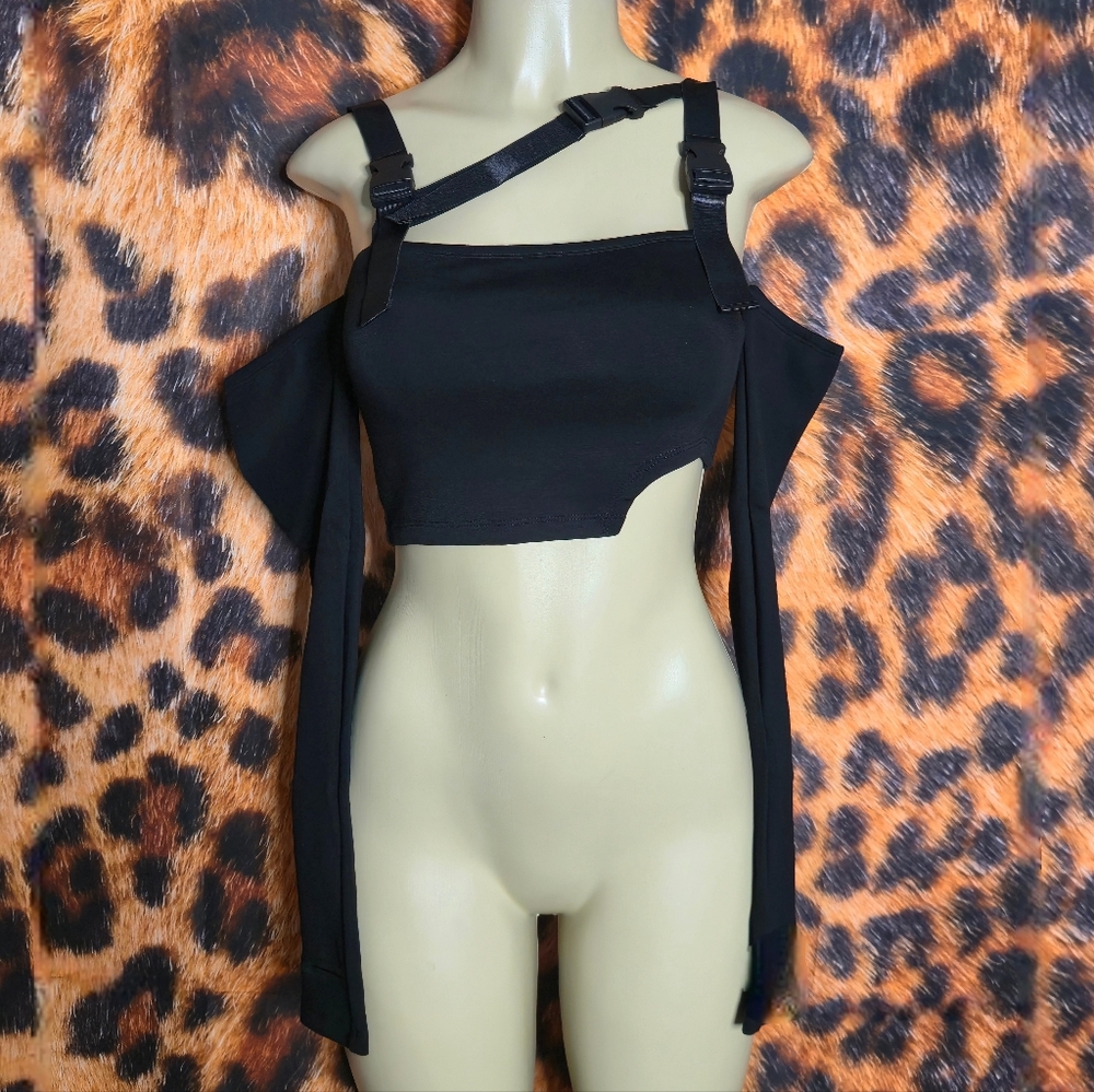 Shut Up Touch Me Strappy Crop Top